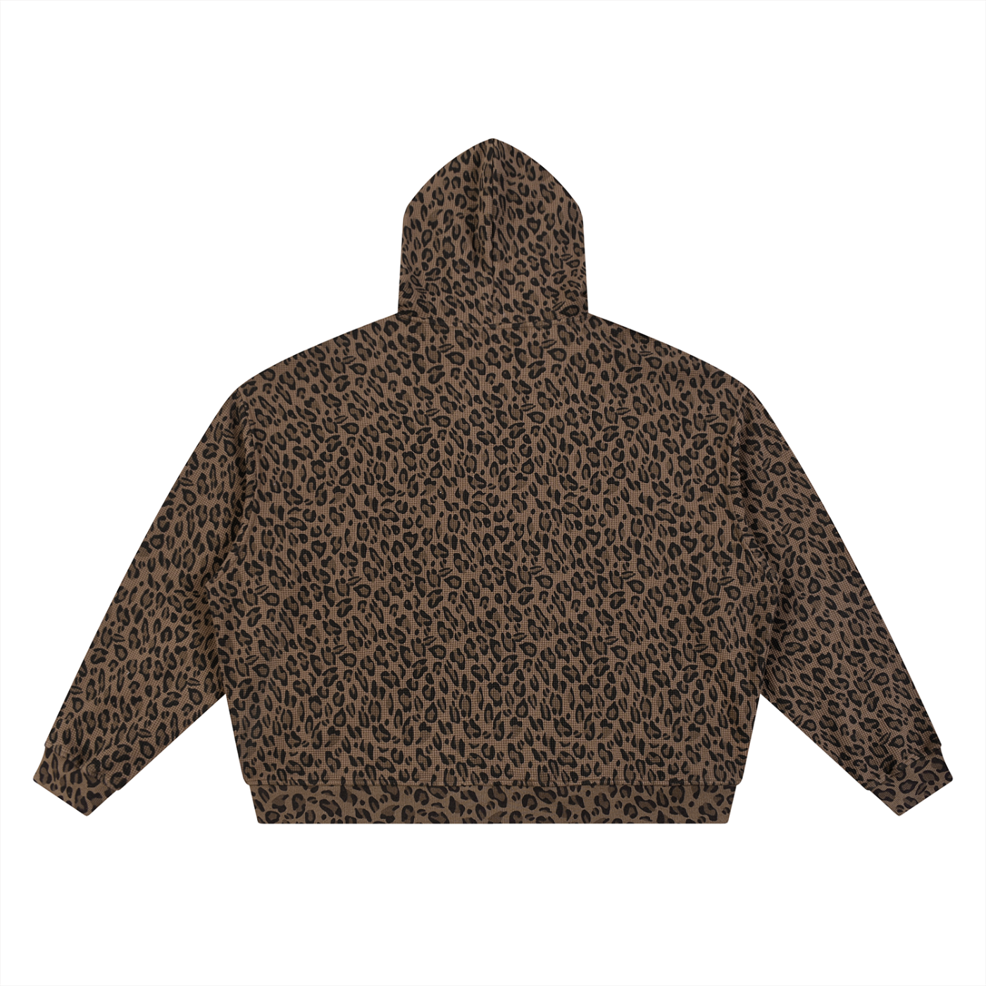 Leopard Print Waffle Zip Hoodie