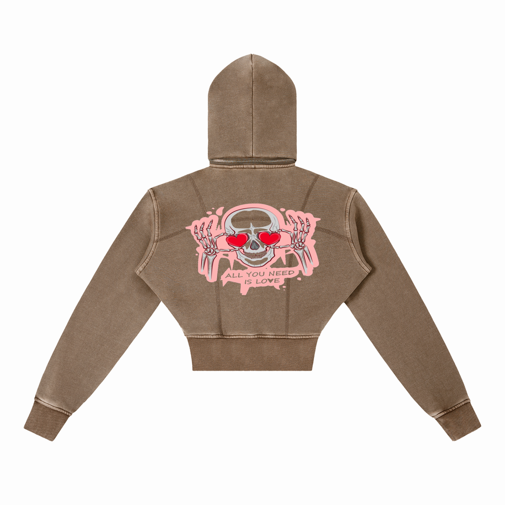 Vintage Washed Cropped Fleece Hoodie