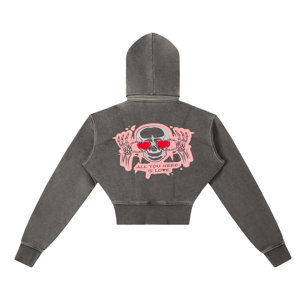 Vintage Washed Cropped Fleece Hoodie