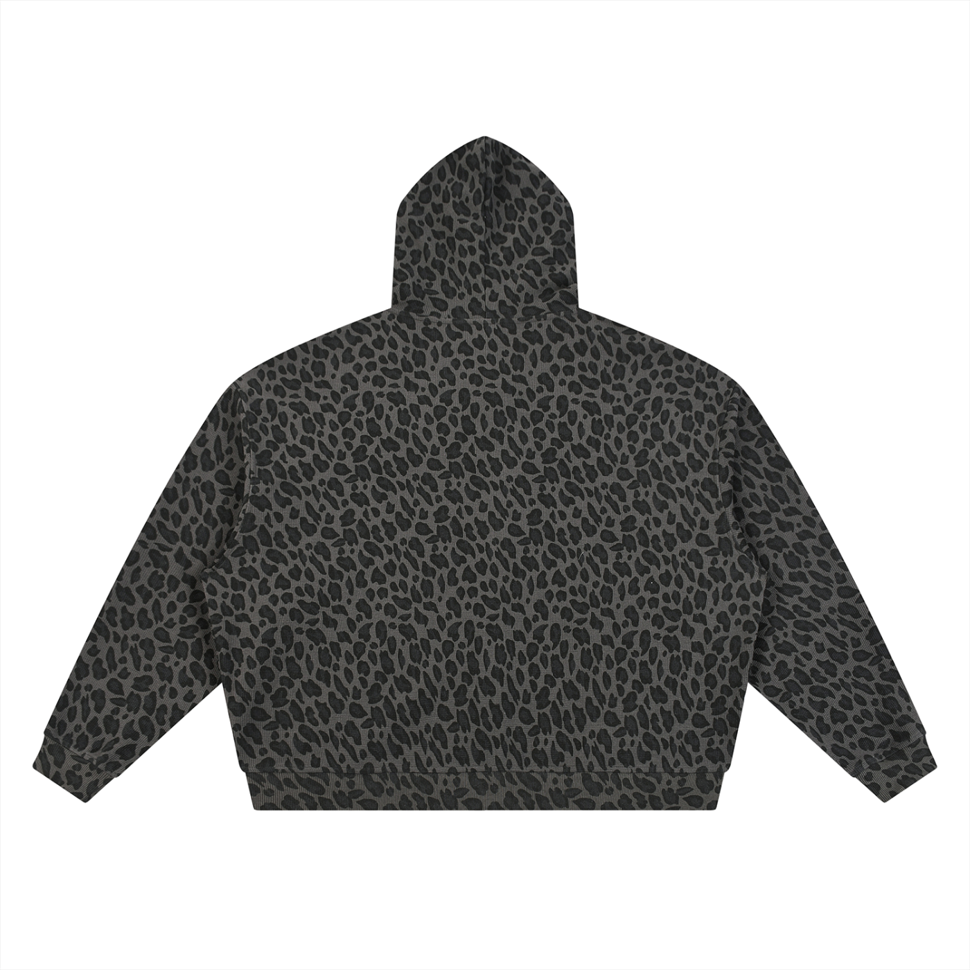 Leopard Print Waffle Zip Hoodie