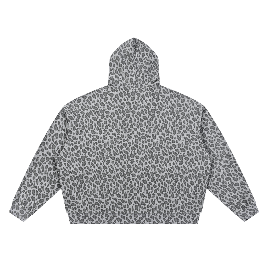 Leopard Print Waffle Zip Hoodie
