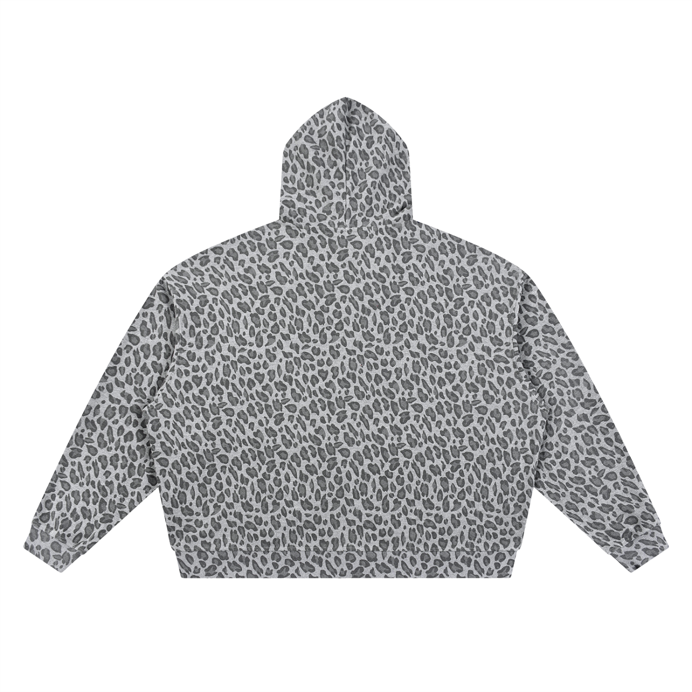Leopard Print Waffle Zip Hoodie