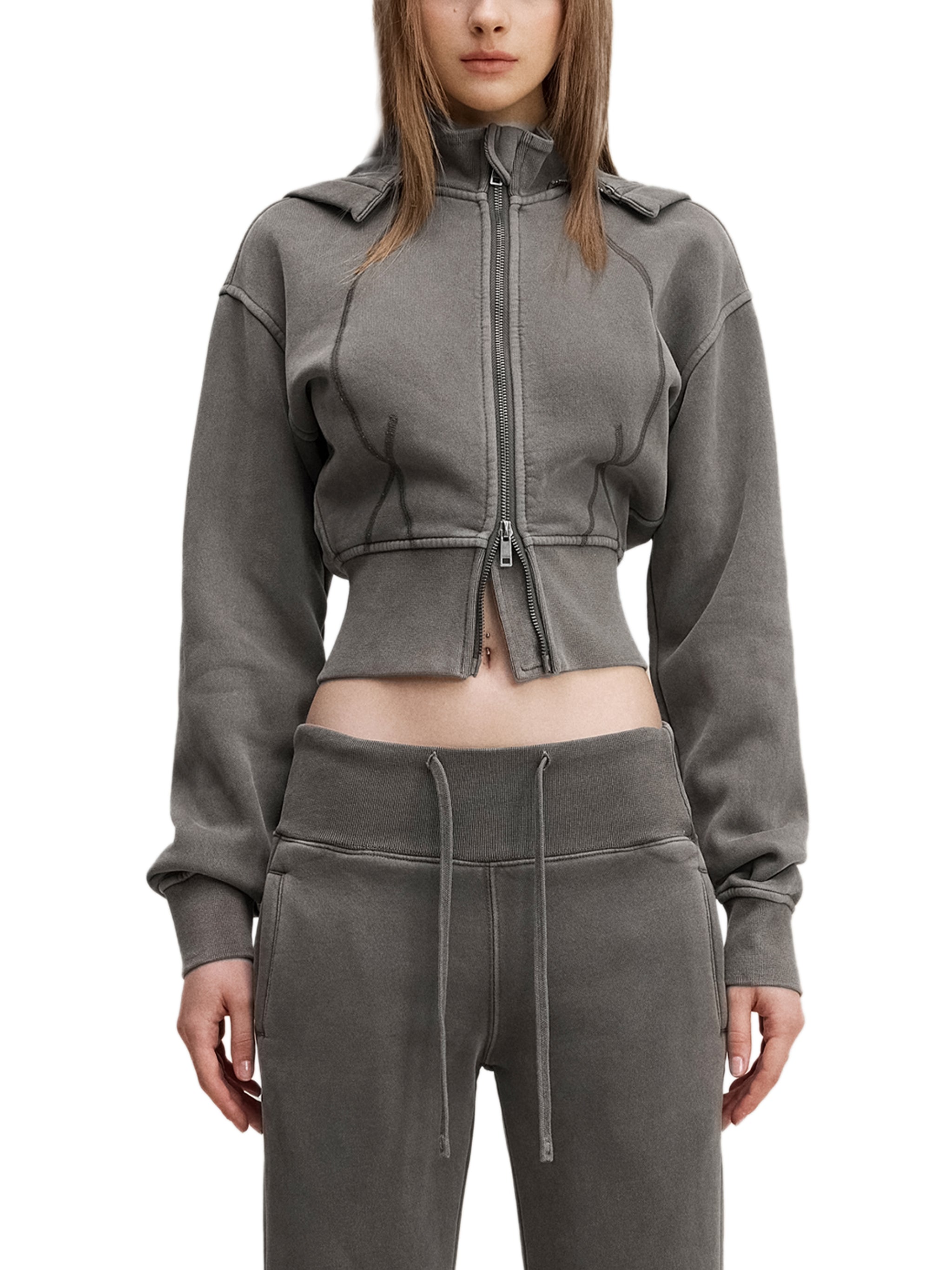 Vintage Washed Cropped Fleece Hoodie